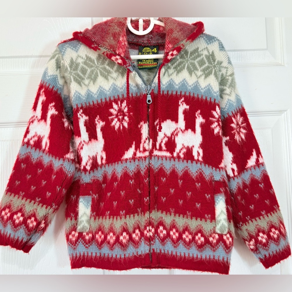 Tejidos Ruminahui Ecuador Toddler Zip Hoodie Llama Wool Blend Jacket 4T